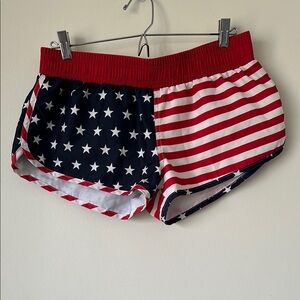 Red, White & Blue Athletic Shorts with Elastic Waistband
